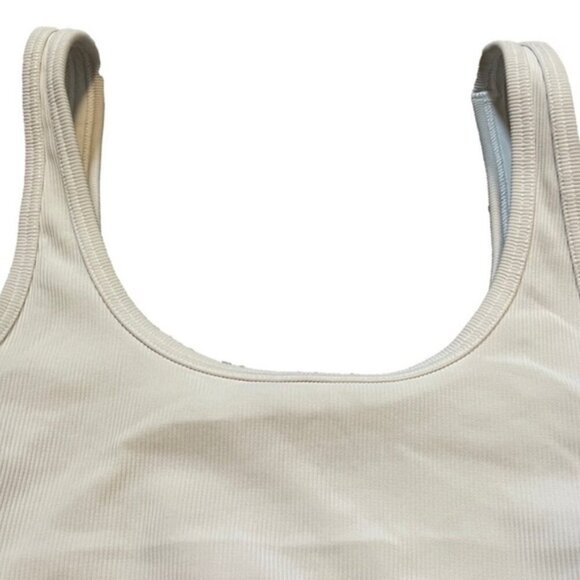 TNA Ribbed Sports Bra XS Cream Stretch Lounge Bralette Yoga Top - Picture 6 of 8